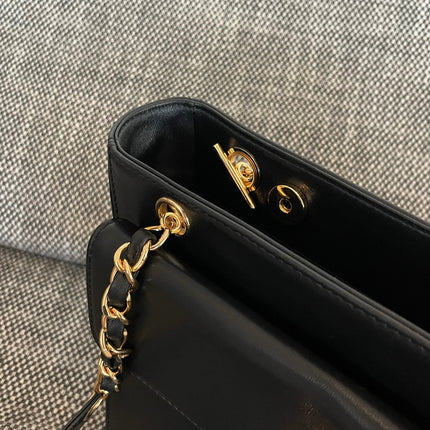 CHANEL 26S FLAP SHOULDER BAG 26 IN BLACK LAMBSKIN GOLD HARDWARE