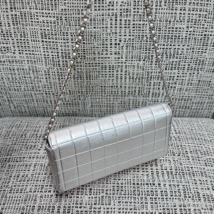 CHANEL 26S FLAP BAG 26 IN SILVER CALFSKIN SILVER HARDWARE