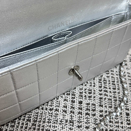 CHANEL 26S FLAP BAG 26 IN SILVER CALFSKIN SILVER HARDWARE