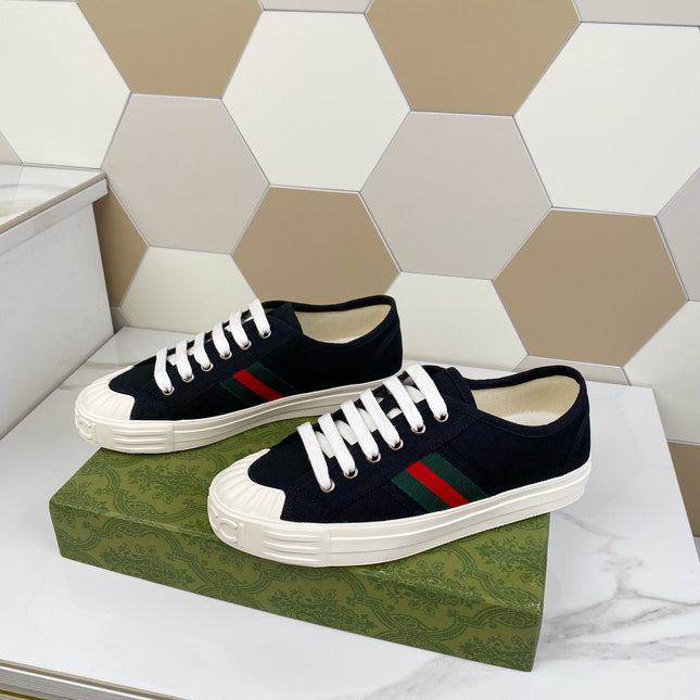 GG JULIO SNEAKER WITH WEB BLACK CANVAS
