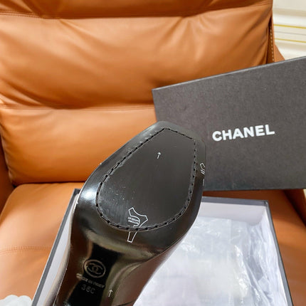 CHANEL 26S HIGH-HEEL 90 MM IN BLACK PATENT AND GUNMETAL LAMBSKIN