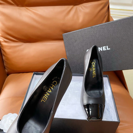 CHANEL 26S HIGH-HEEL 90 MM IN BLACK PATENT AND GUNMETAL LAMBSKIN