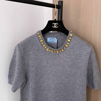 PRADA 25S BEADED CREW NECK SWEATER 322