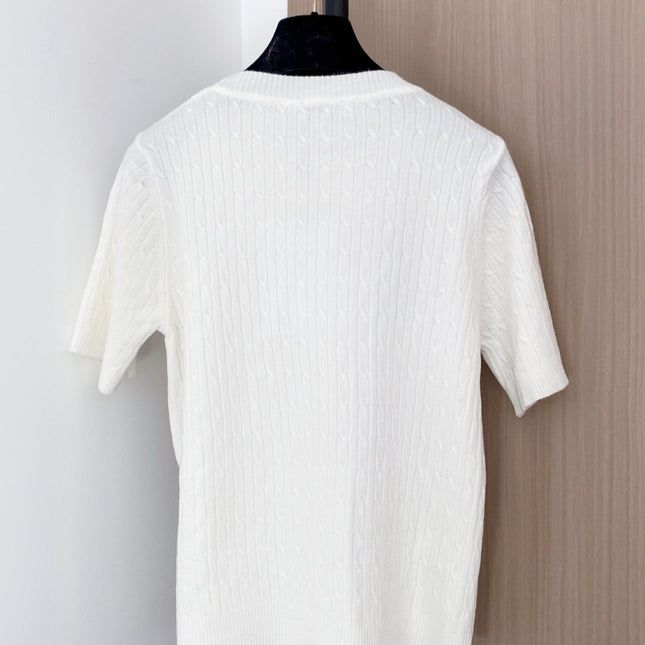 CHANEL 26S SHORT-SLEEVE CREW NECK SWEATER 865