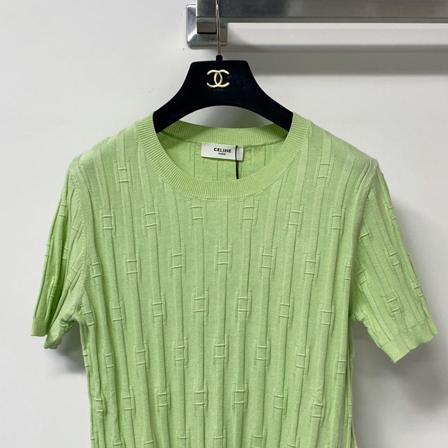 CELINE 26S LOGO SHORT-SLEEVE KNIT TOP 187