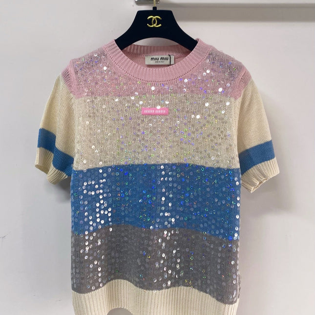 MIUMIU 26S SHORT-SLEEVED SWEATER STYLE 1129