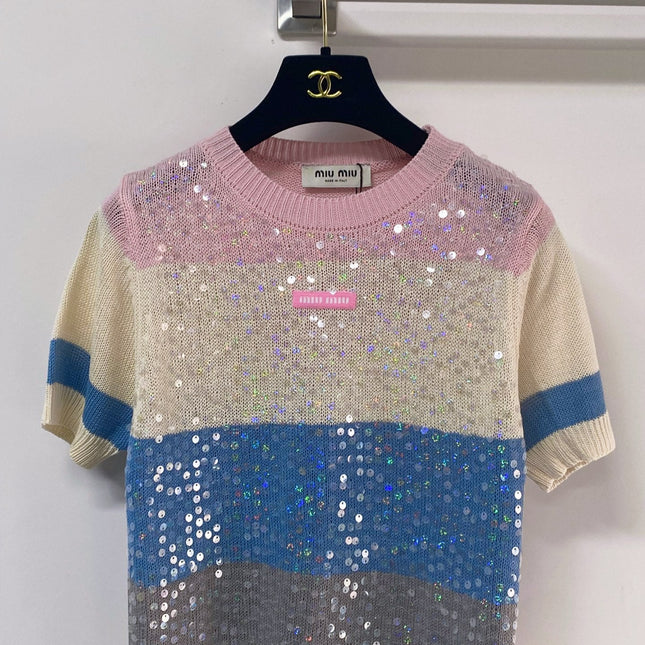 MIUMIU 26S SHORT-SLEEVED SWEATER STYLE 1129