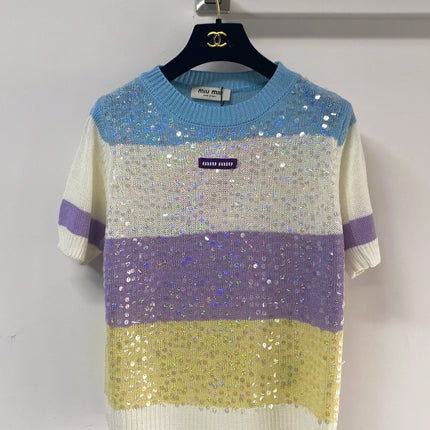 MIUMIU 26S SHORT-SLEEVED SWEATER STYLE 1128