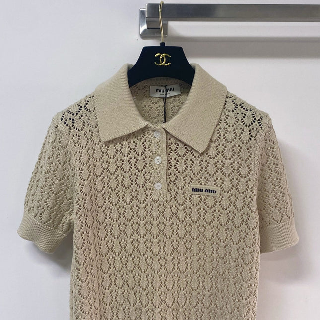 MIUMIU 26S SHORT-SLEEVED KNIT POLO SHIRT STYLE 1137