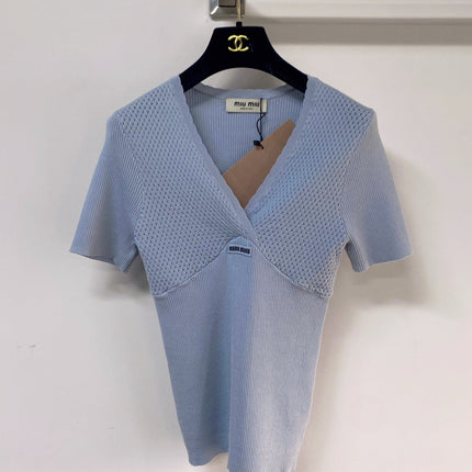 MIUMIU 26S SHORT-SLEEVED SWEATER STYLE 1140