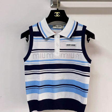 MIUMIU 26S SLEEVELESS KNIT POLO TOP STYLE 1125