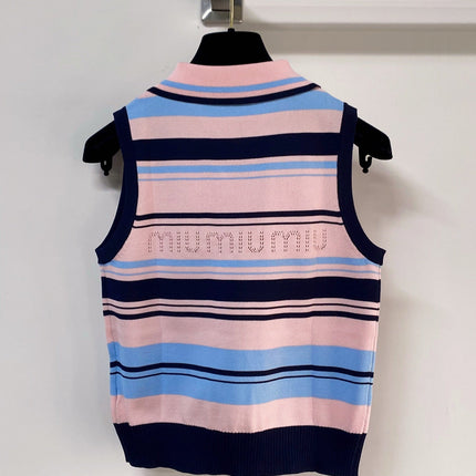 MIUMIU 26S SLEEVELESS KNIT POLO TOP STYLE 1124
