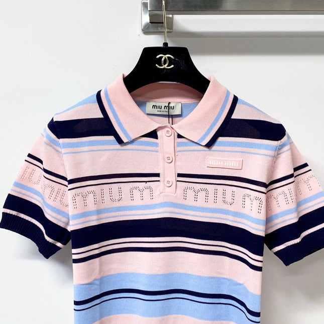 MIUMIU 26S SHORT-SLEEVED KNIT POLO SHIRT STYLE 1123