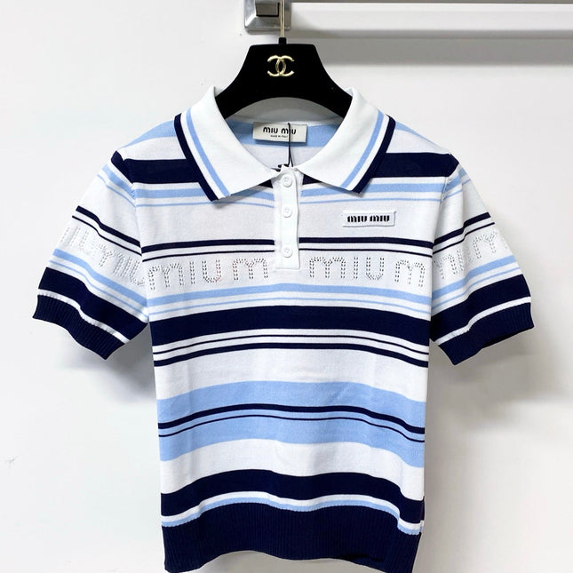 MIUMIU 26S SHORT-SLEEVED KNIT POLO SHIRT STYLE 1122