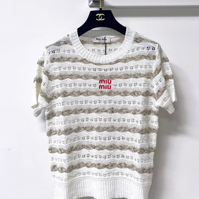 MIUMIU 26S SHORT-SLEEVED SWEATER STYLE 1045