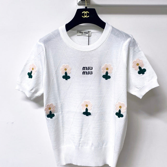 MIUMIU 26S SHORT-SLEEVED SWEATER STYLE 1049
