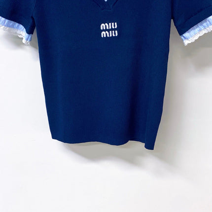 MIUMIU 26S SHORT-SLEEVED KNIT POLO SHIRT STYLE 1055