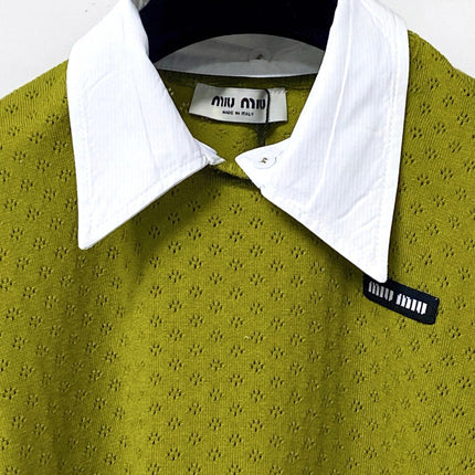 MIUMIU 26S SHORT-SLEEVED KNIT POLO SHIRT STYLE 1056