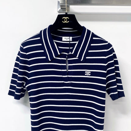 CELINE 26S STRIPED SHORT-SLEEVE POLO SHIRT 490