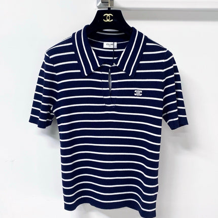 CELINE 26S STRIPED SHORT-SLEEVE POLO SHIRT 490