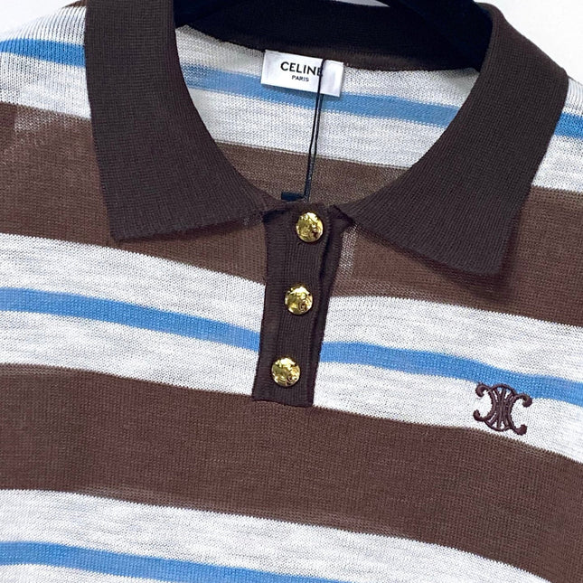 CELINE 26S STRIPED SLEEVELESS POLO SHIRT 481