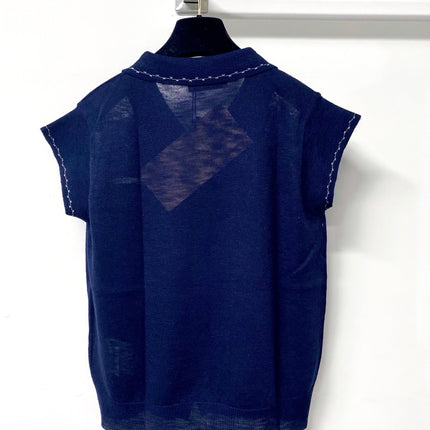 MIUMIU 26S SLEEVELESS KNIT POLO TOP 1168