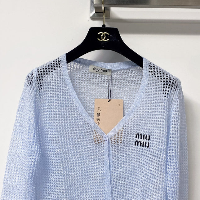 MIUMIU 26S CAMI TOP & OPEN KNIT CROPPED CARDIGAN SET 1173