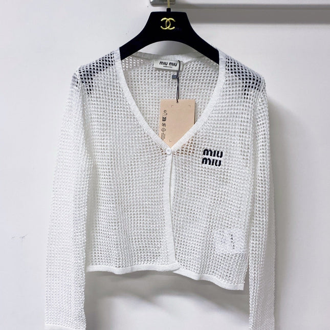 MIUMIU 26S CAMI TOP & OPEN KNIT CROPPED CARDIGAN SET 1172