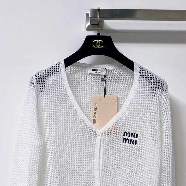 MIUMIU 26S CAMI TOP & OPEN KNIT CROPPED CARDIGAN SET 1172