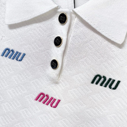 MIUMIU 26S SLEEVELESS KNIT POLO TOP 1236