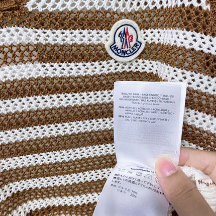 MONCLER 26S SLEEVELESS STRIPED KNIT POLO TOP 674