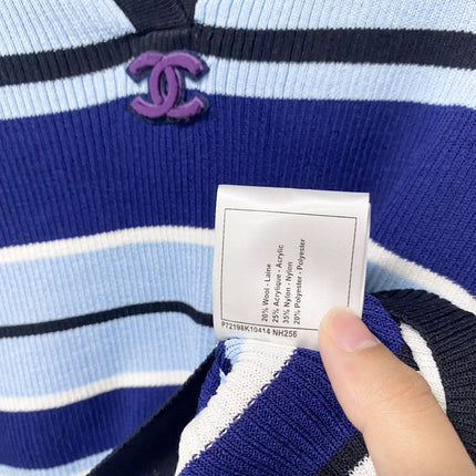 CHANEL 26S EMBELLISHED KNIT POLO TOP 1470