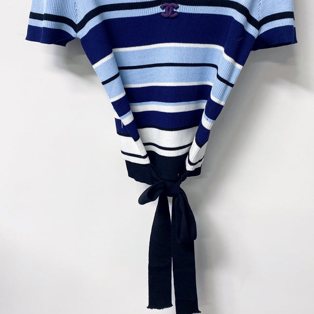 CHANEL 26S EMBELLISHED KNIT POLO TOP 1470