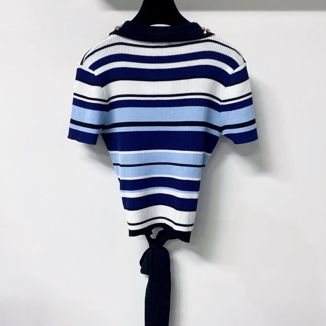 CHANEL 26S EMBELLISHED KNIT POLO TOP 1470