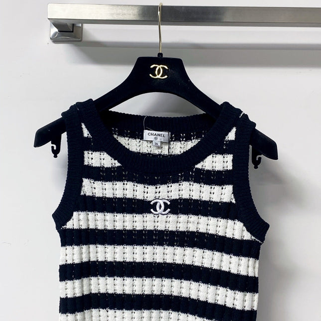 CHANEL 26S STRIPED KNIT TANK 1296