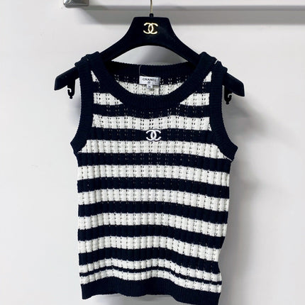 CHANEL 26S STRIPED KNIT TANK 1296