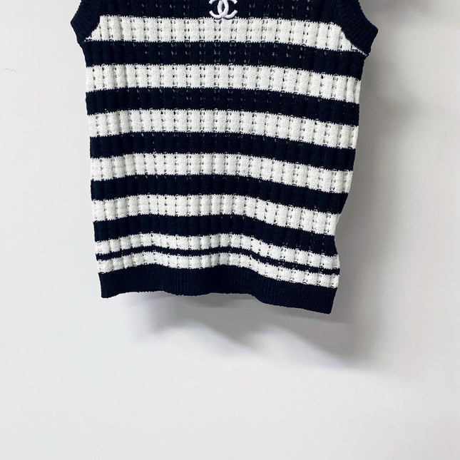 CHANEL 26S STRIPED KNIT TANK 1296