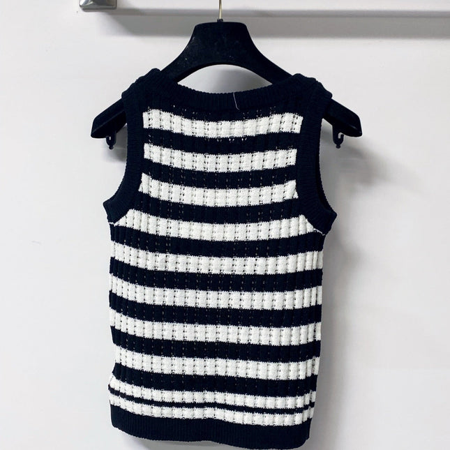 CHANEL 26S STRIPED KNIT TANK 1296