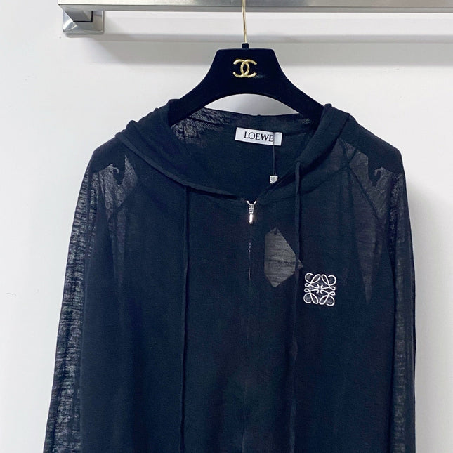LOEWE 26S SHEER KNIT ZIP-UP HOODIE 597