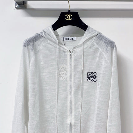 LOEWE 26S SHEER KNIT ZIP-UP HOODIE 596