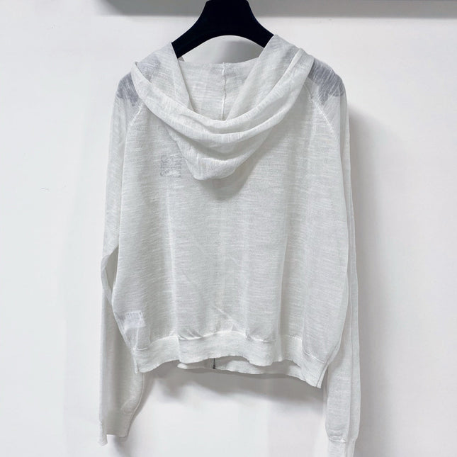 LOEWE 26S SHEER KNIT ZIP-UP HOODIE 596