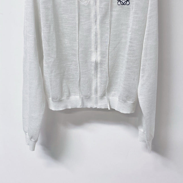 LOEWE 26S SHEER KNIT ZIP-UP HOODIE 596