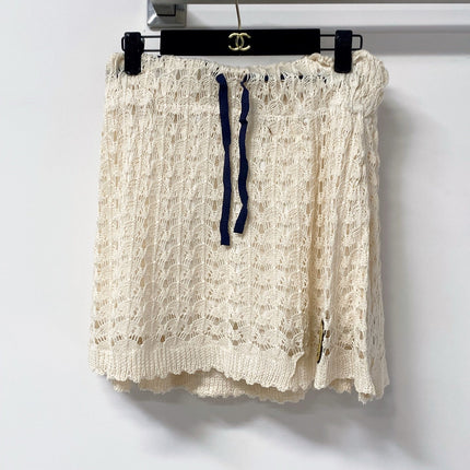 MIUMIU 26S OPEN-KNIT ZIP-UP CARDIGAN & SHORTS SET 1458