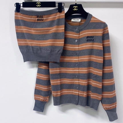 MIUMIU 26S KNIT CARDIGAN AND MINI SKIRT SET 1441