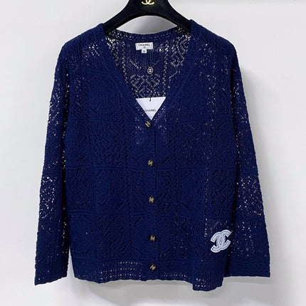 CHANEL 26S LACE KNIT V-NECK CARDIGAN 1524
