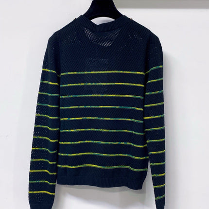 CHANEL 26S STRIPED CREWNECK KNIT SWEATER 1518
