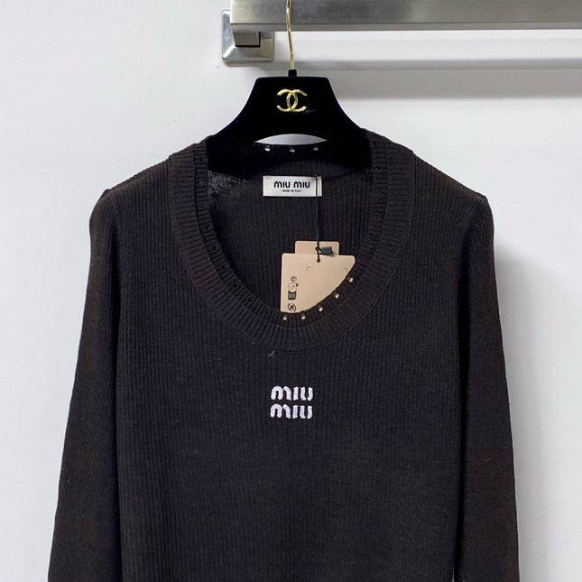 MIUMIU 26S SCOOP-NECK KNIT TOP 1324