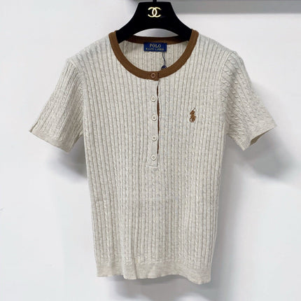 RALPH LAUREN 26S SHORT-SLEEVE CABLE-KNIT TOP 762