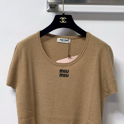 MIUMIU 26S SHORT-SLEEVE KNIT TOP 1289