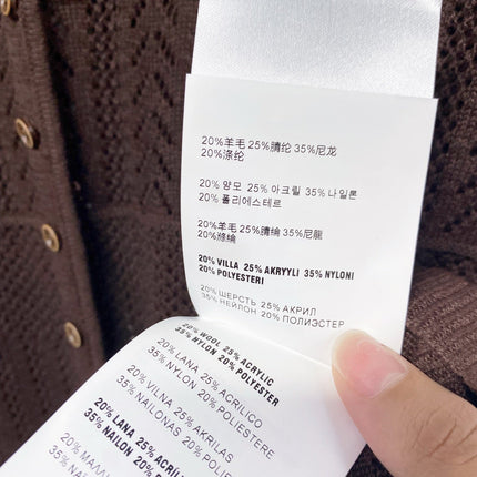 MIUMIU 26S V-NECK OPENWORK KNIT CARDIGAN 1290